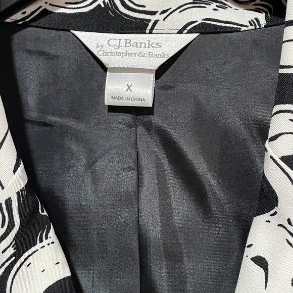 CJ BANKS Women's X Black White Full Zip Business Jacket Blazer NWOT NEW - Picture 3 of 4